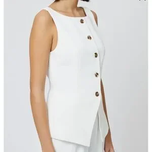 売れ筋商品|||フレンチコネクション カットソー トップス レディース Women's Harrie Boat Neck Button-Front Vest Summer White French Connection | Tops | French Connection Harrie White